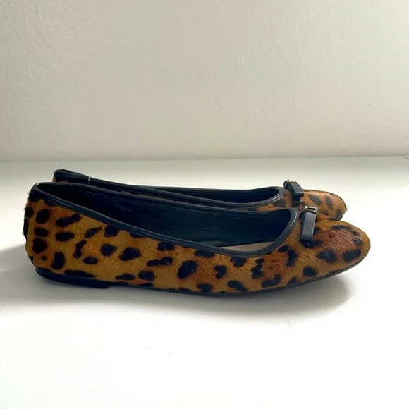 Ted Baker Norha Imitation Leopard Print Bow Pony Hair Ballerina Pump Sz 38 / 7.5 - Picture 8 of 8